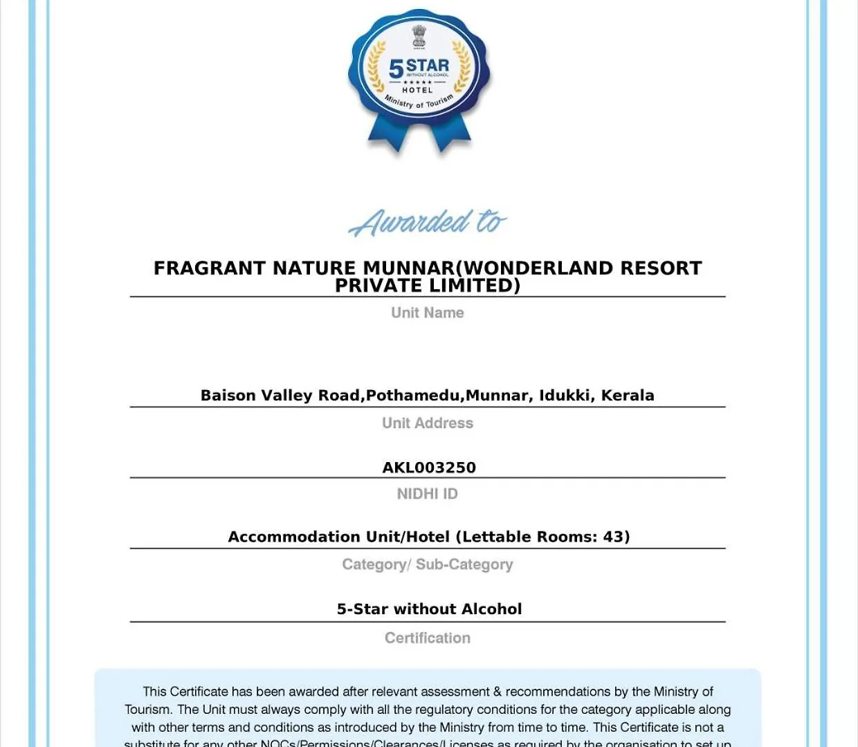 *****  Fragrant Nature Munnar Hotel India